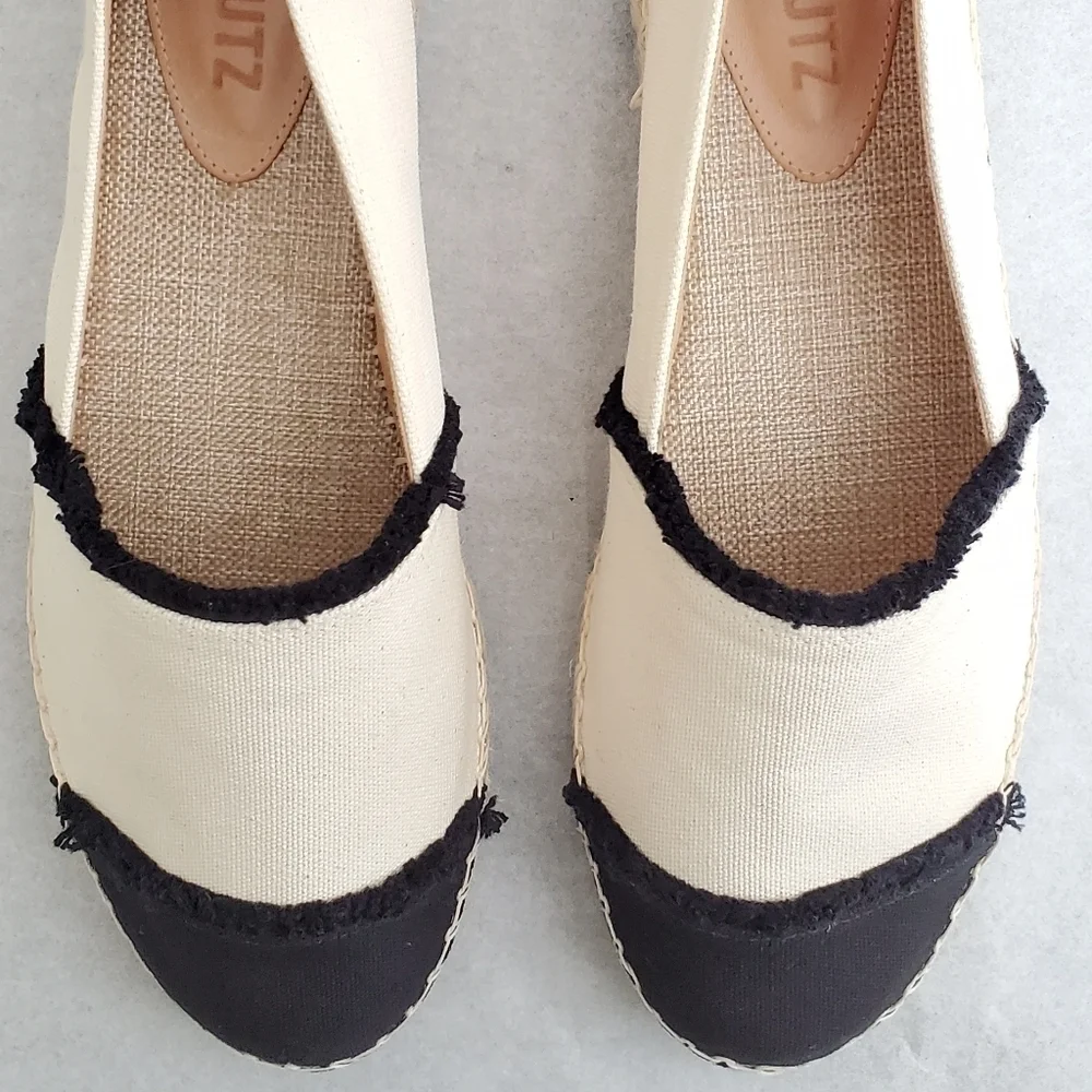 New Schutz Ohanna Printed Canvas Espadrilles Size 10